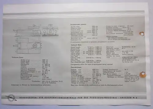 Original Blatt Bugsierwagen Flugzeug Industrie Dresden um 1958 DDR Interflug 