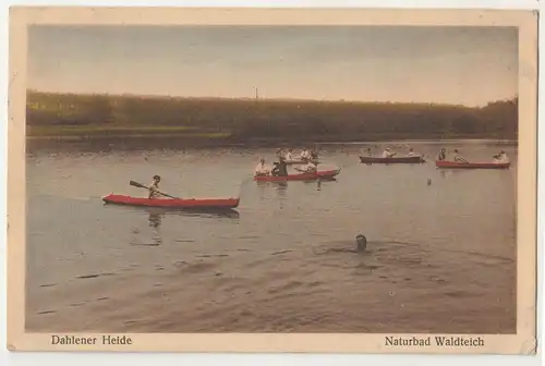 Kolorierte Ak Dahlener Heide Naturbad Waldteich 1933 ! (A2846