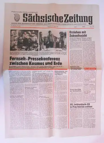 Sächsische Zeitung 205/1978 Fernseh Pressekonferenz zwischen Kosmos & Erde !