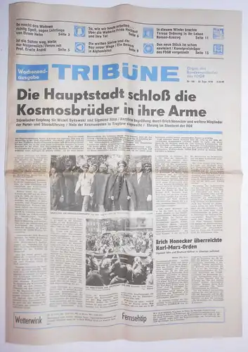 Tribüne Zeitung Nr. 188 / 1978 Die Hauptstadt schloß die Kosmosbrüder... Jähn