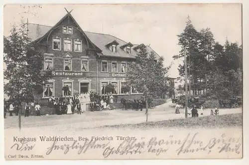 Litho Ak Kurhaus Waldfrieden Bes. Friedrich Türcher Zittau 1905 ! (A2792