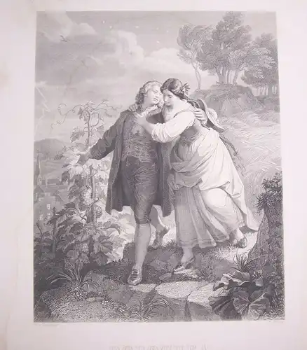 Stahlstich W.v.Kaulbach Dorothea Goethe Bruckmann München F. Weber Felsing !