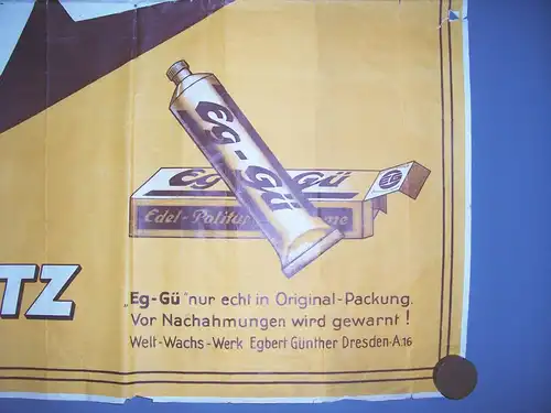 Reklame Plakat Eg-Gü Edel-Schuh-Putz 1930 / 40 