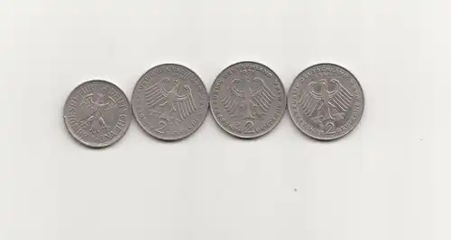 3 x 2 DM 1988 1971 1990 & 1 x 1 DM 1979 Prägung D G D F !