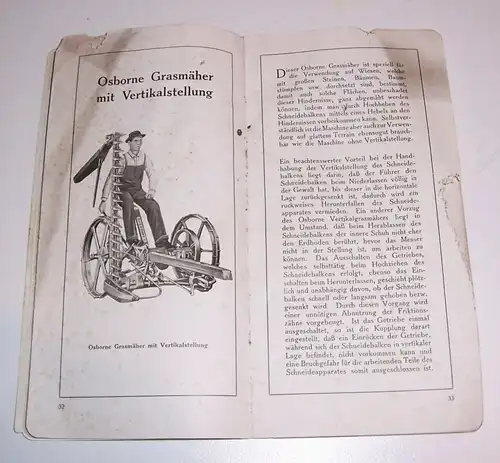 Werbe Broschur Osborne Erntemaschinen & Ackergeräte Landwirtschaft um 1930 (H5