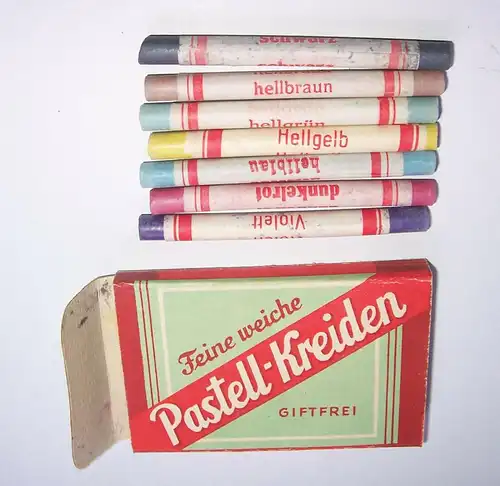 Feine weiche Pastell - Kreiden Pastellkreide 1940er Giftfrei OVP Reklame !