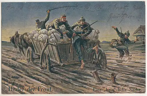 Arthur Thiele Ak Hinter der Front Eine bein-liche Sache 1917 1 Wk !  (A2646