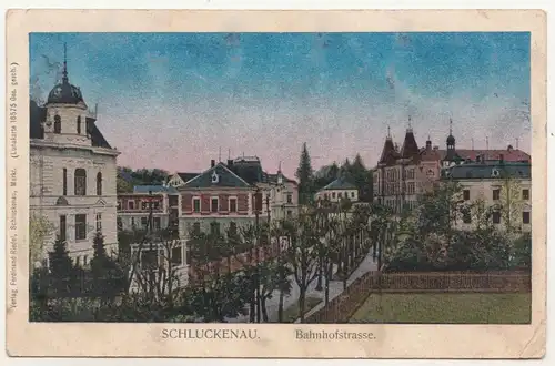 Ak Schluckenau Bahnhofstrasse Lunakarte Sluknov Böhmen Ceska CZ um 1910 A2628