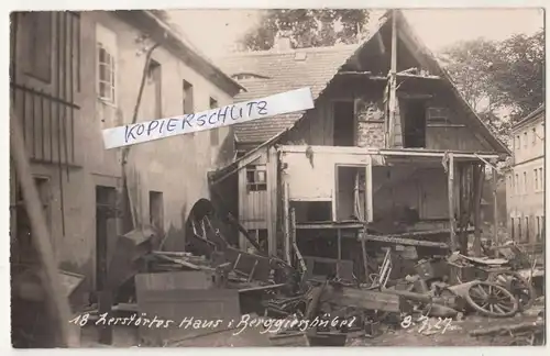 Foto Ak zerstörtes Haus in Berggießhübel Hochwasser Katastrophe 1927