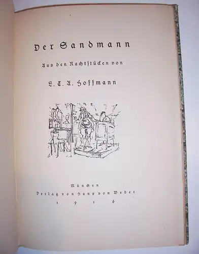 ETA Hoffmann Der Sandmann Verlag Hans von Weber 303 Nummeriert limitiert