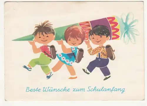 Schulanfang Ak Kinder Schultüte Zuckertüte DDR Klemke ? Schaberschul ? (A2542