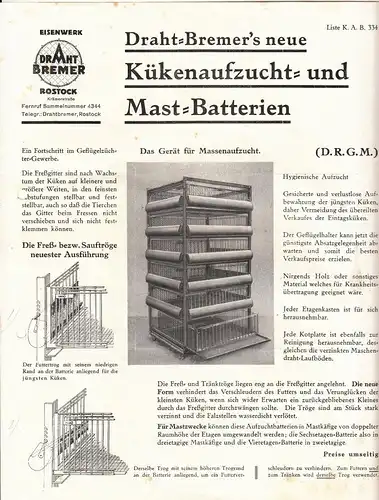 Rechnung + Werbe Blatt Eisenwerk Draht Bremer Rostock 1935 !  (D5