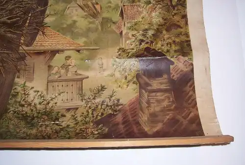 Rollkarte Schulkarte Storch Storchennest Perthes Gotha 1920er 1930er Wandbild