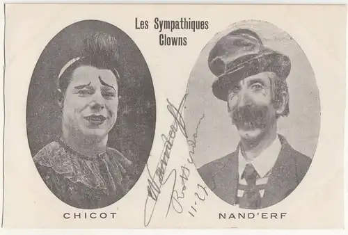 Zirkus Circus Ak Les Sympathiques Clowns Chicot Nandèrf Autogramm 1927 ! (A2505