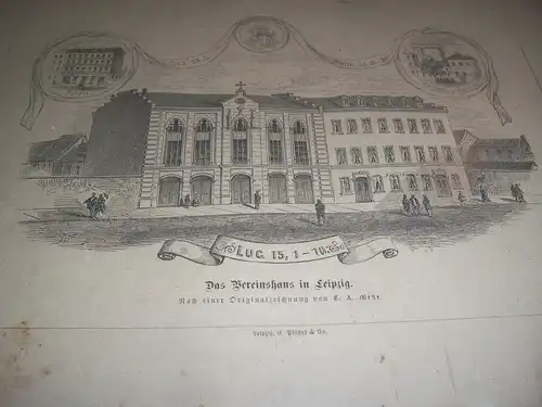 Druck Das Vereinshaus in Leipzig nach Originalzeichnung von C.A.Metze um 1900