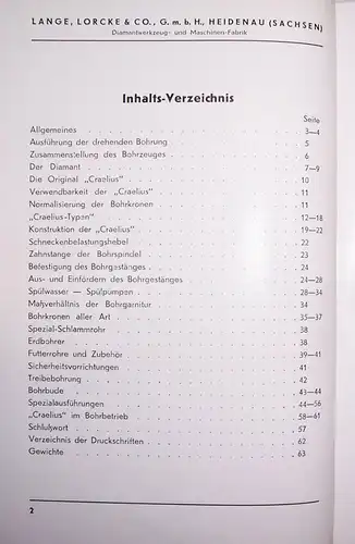 Broschur Original Craelius Kernbohrmaschine Tiefbohrungen Lange Lorcke Heidenau