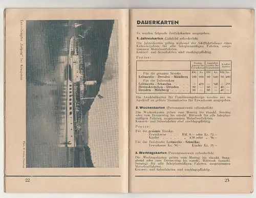 Taschen Fahrplan Sächsisch - Böhmische Dampfschifffahrt 1932 Dresden ! (H4