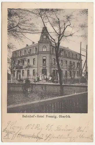 Ak Bahnhof - Hotel Pressig Oberfranken 1914 ! (A2454