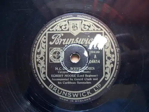 Brunswick Schellack Egbert Moore MCC West Indies History of Carnival Quervedo 