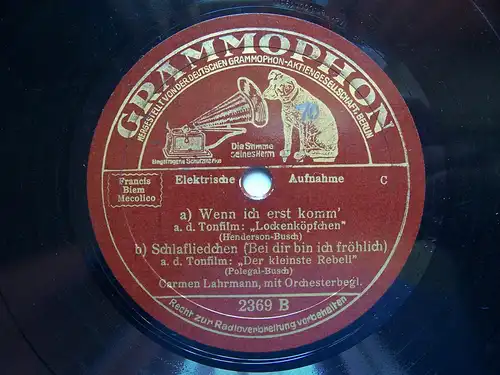 Schellack 4 Lieder Tonfilm Lockenköpfchen & Der kleinste Rebell vor 1945 