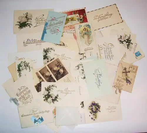 Konvolut alter Glückwunsch Karten vor 1945 Litho Kitsch Taufe Verlobung 