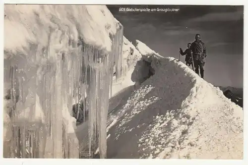 Foto Ak Gletscherspalte am Großglockner H.Schildknecht Glocknerverlag 1930(A2435
