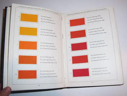 Musterbuch Farbenfabriken Bayer Leverkusen Pad-Roll-Färbeverfahren 1957 !