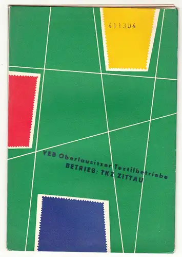 Kleines Muster Prospekt VEB Oberlausitzer Textilbetriebe TKZ Zittau um 1965 (H4