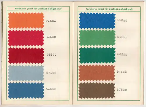 Kleines Muster Prospekt VEB Oberlausitzer Textilbetriebe TKZ Zittau um 1965 (H4