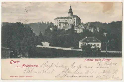 Litho Ak Gruss aus Friedland Böhmen Frýdlant Schloss gegen Norden 1900 ! (A2409