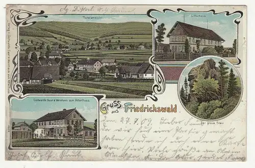 Litho Ak Gruss aus Friedrichswald Böhmen Bedřichovka um 1900 selten  A2351