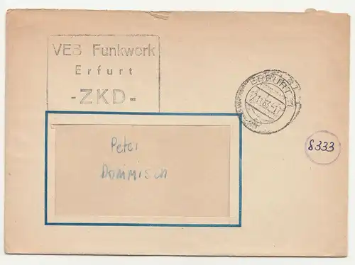 ZKD Brief 1963 VEB Funkwerk Erfurt DDR ! (B7
