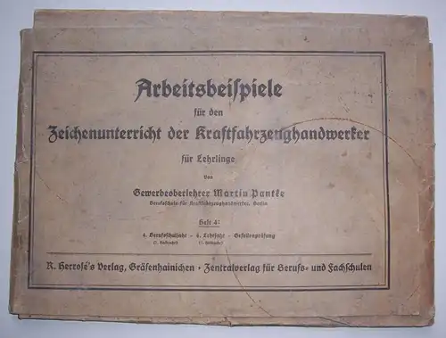 Arbeitsbeispiele Zeichenunterricht der Kraftfahrzeug Handwerker 1940 !