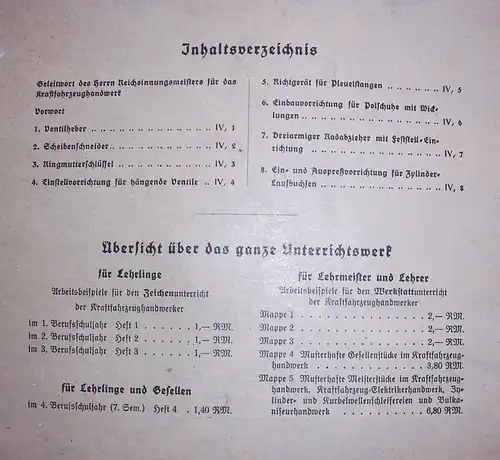 Arbeitsbeispiele Zeichenunterricht der Kraftfahrzeug Handwerker 1940 !