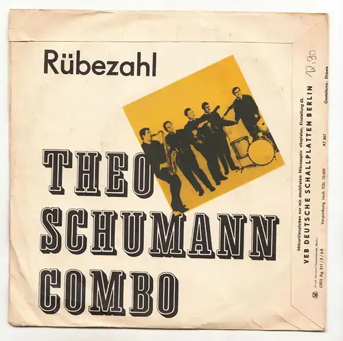 Amiga 450708 Vinyl Single Theo Schumann - Combo Es war das Lächeln von dir ...