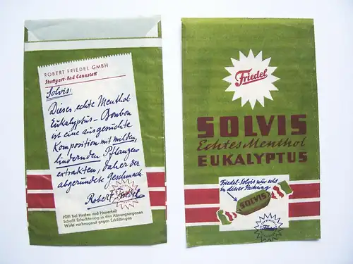 3 schöne Bonbon Tüten Kaufmannstüten Friedel Eukalyptus Bonbons Stuttgart !