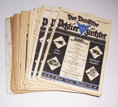 Konvolut Zeitschriften " Der Deutsche Pelztierzüchter " 1937-1946 Kürschner !