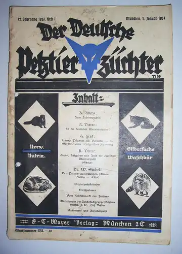 Konvolut Zeitschriften Der Deutsche Pelztierzüchter  1937 bis 1946 Kürschner