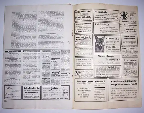 Konvolut Zeitschriften Der Deutsche Pelztierzüchter  1937 bis 1946 Kürschner