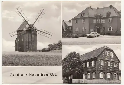 DDR Ak Gruss aus Neueibau Oberlausitz Windmühle windmill um 1970 ! (A2190