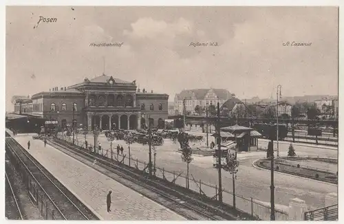 Ak Posen Haupt Bahnhof Postamt W3 St. Lazarus polska 1915 Feldpost ! (A2120