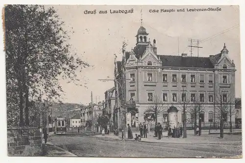 Ak Gruß aus Laubegast Dresden Ecke Haupt - & Leubener Straße 1920 ! (A2115