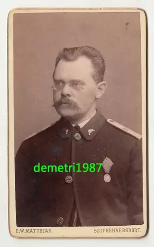 CdV Foto Beamter Orden Kragenspiegel Schulterstück 1890er Seifhennersdorf (F2014