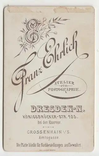 CdV Foto sächsischer Soldat mit Pickelhaube Ehrlich Dresden 1900er (F2013