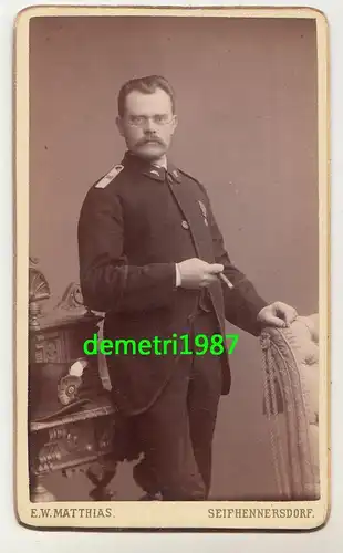 CdV Foto Beamter ? Schulterstück Orden Abzeichen 1890er Seifhennersdorf ! (F2010