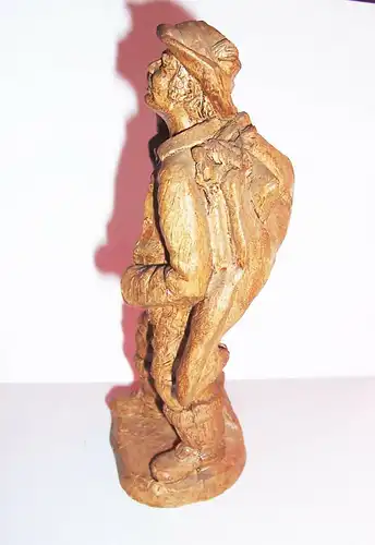 Geschnitzte Lindenholz Figur Jäger Waidmann Wilddieb Wilderer vor 1945 