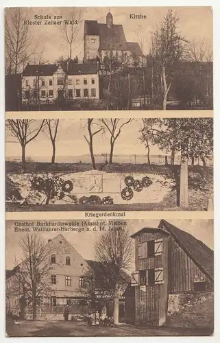 Ak Gasthof Burkhardtswalde bei Meißen Kriegerdenkmal Kirche Schule um 1920(A1279