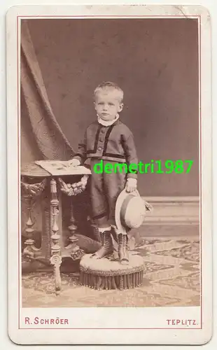CdV Foto süßer kleine Bube Schröer Teplitz um 1870 ! (F1994