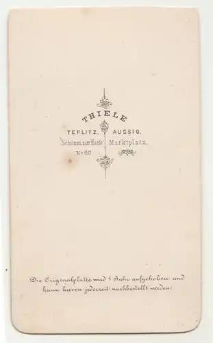 CdV Foto Dame in feiner Mode um 1870 Thiele Teplitz Aussig Böhmen