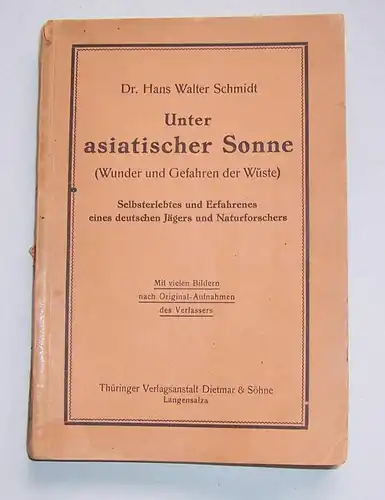 Dr Schmidt Unter asiatischer Sonne Wunder und Gefahren der Wüste um 1930